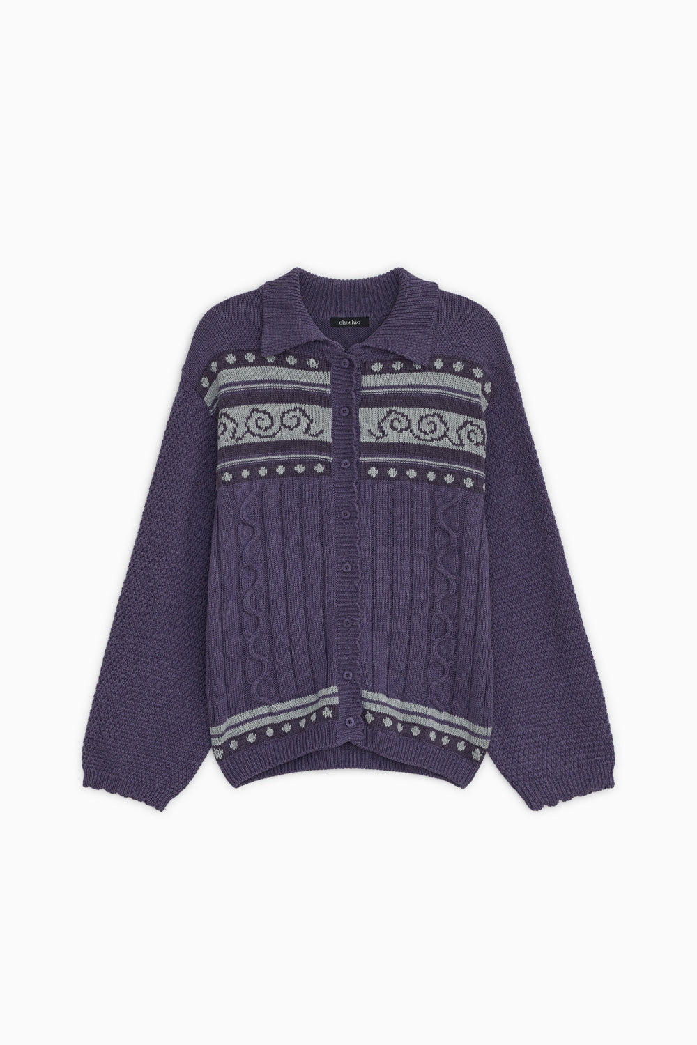 SNAIL GRAPHIC KNIT CARDIGAN, PURPLE
