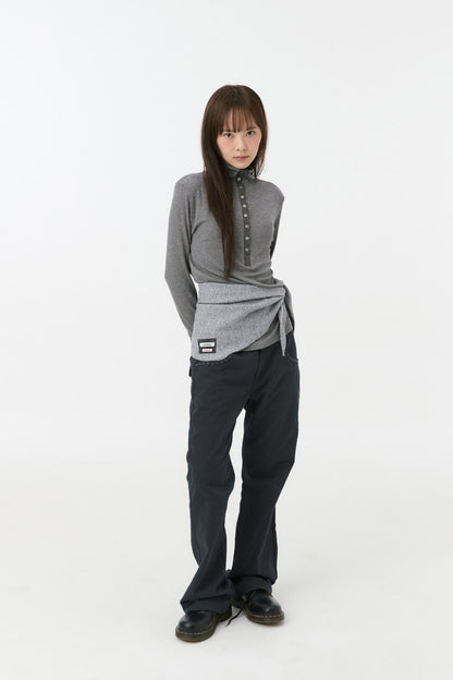 SIGNATURE LABEL KNIT SCARF, GRAY