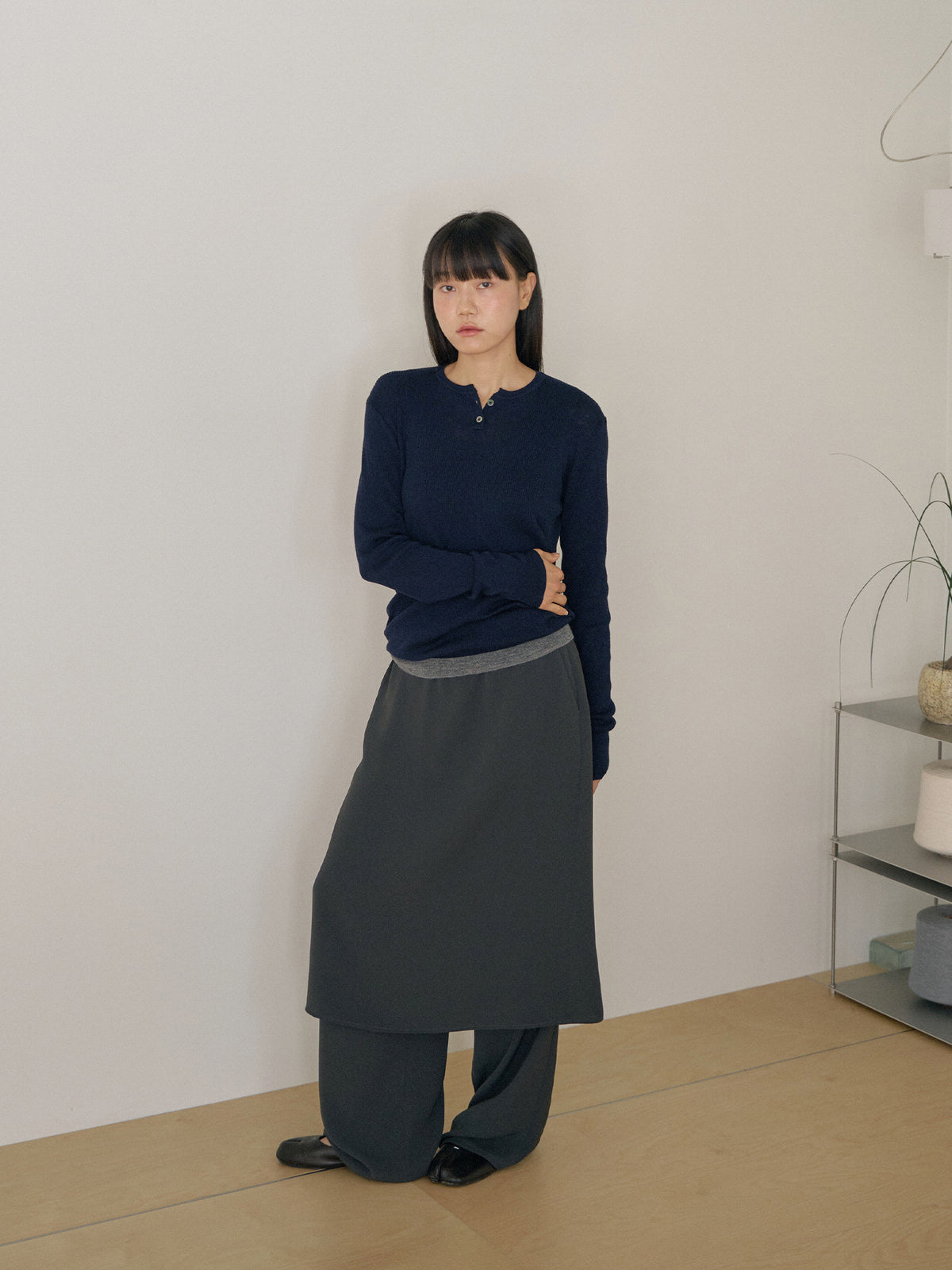 Henley Neck Pullover - Navy 3