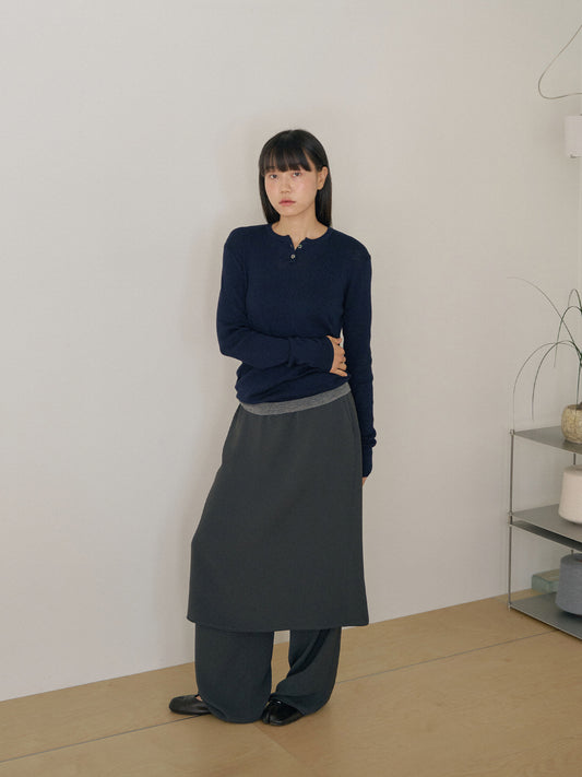 Henley Neck Pullover - Navy 3