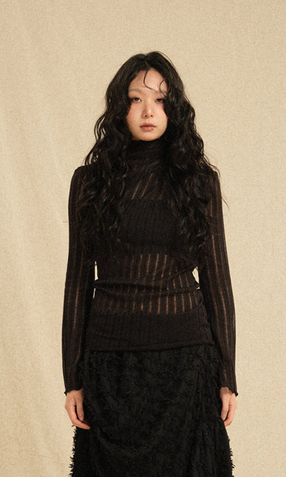 See-through Turtleneck T-shirts Black (SS Ver.)