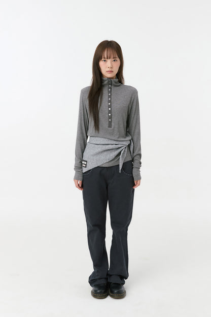 SIGNATURE LABEL KNIT SCARF, GRAY