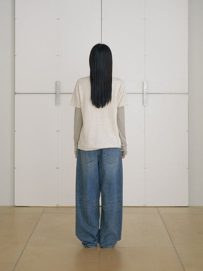 MARAN Cutoff Short Sleeve Pullover - Oatmeal 商品画像20/21