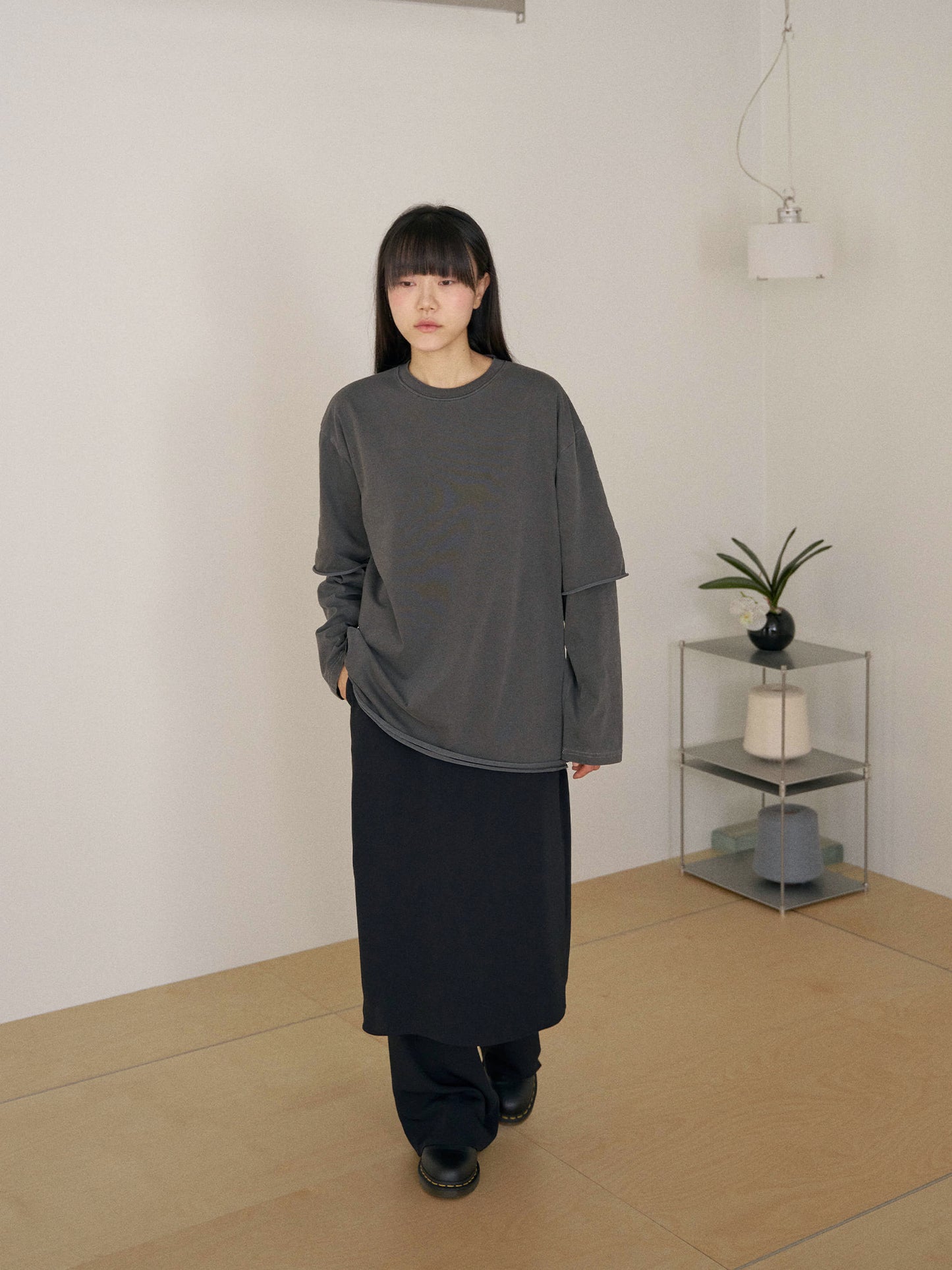 Pigment Layered Long Sleeve - Charcoal