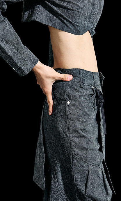 【Reculer レキュリー】Wrinkle Skirt pants Charcoal