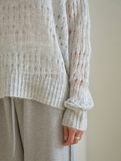 Mohair Punching Pullover - Gray