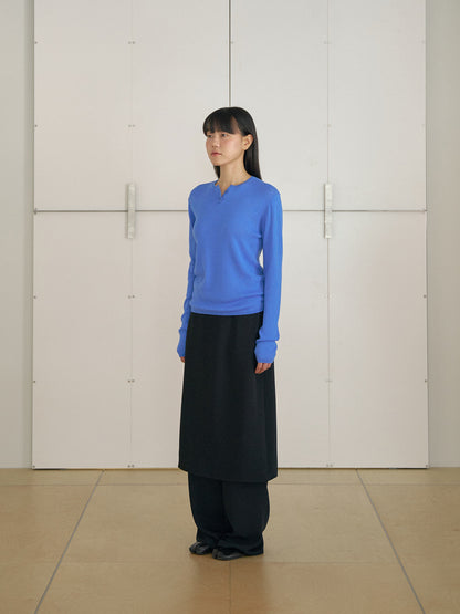 MARAN Henley Neck Pullover - Blue 商品画像15/21