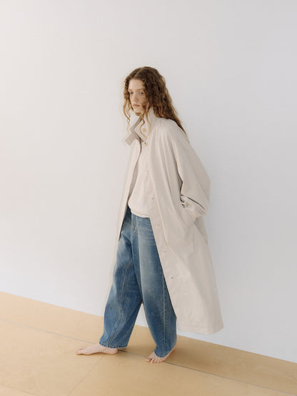 High Neck Trench Coat - Beige 5