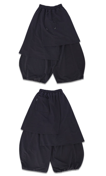 [Reculer] Sweat skirt pants Black