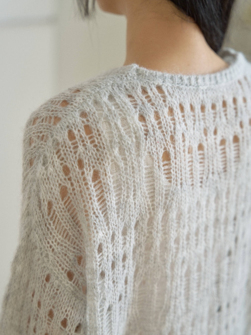 Mohair Punching Pullover-Gray