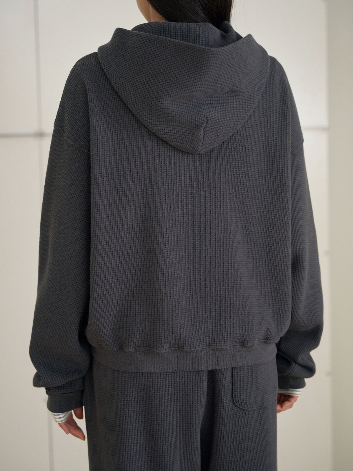 Current Waffle Hoodie Zip-up - Charcoal 11