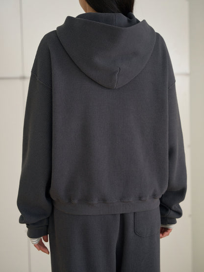 Current Waffle Hoodie Zip-up - Charcoal 11