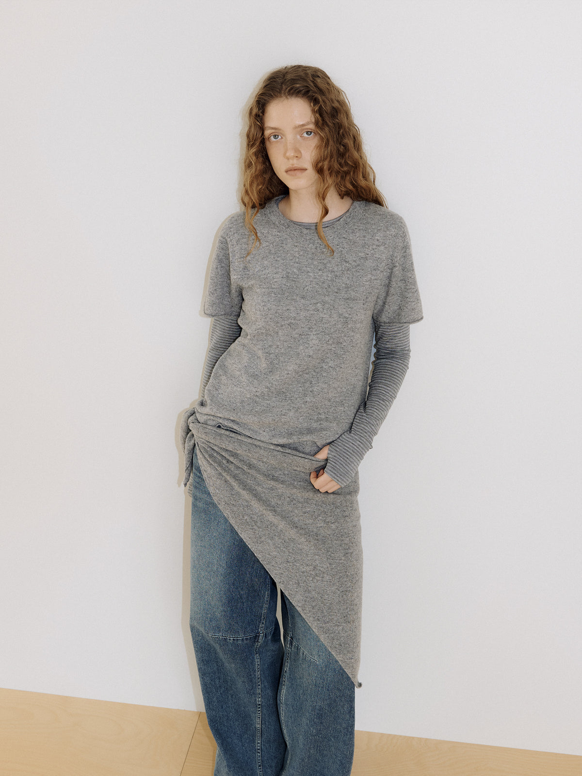 Cutoff Short Sleeve Pullover - Gray 5