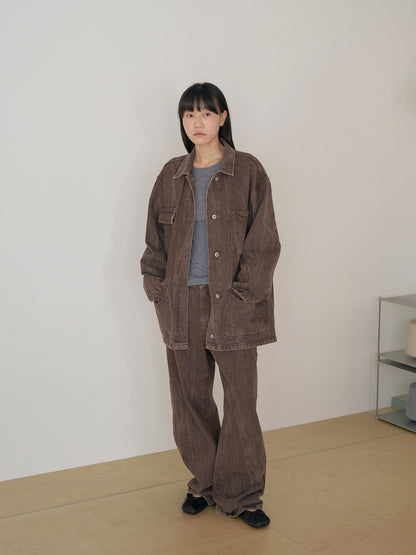 Brown Crack Coverall Jacket - Brown 7
