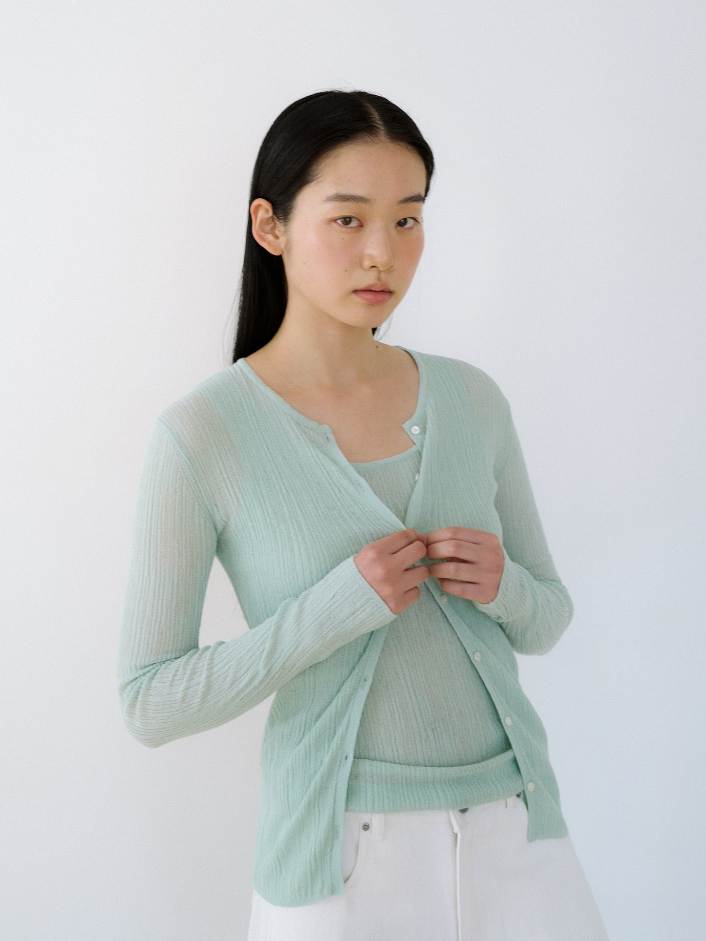 Multi Rib Cardigan - Mint