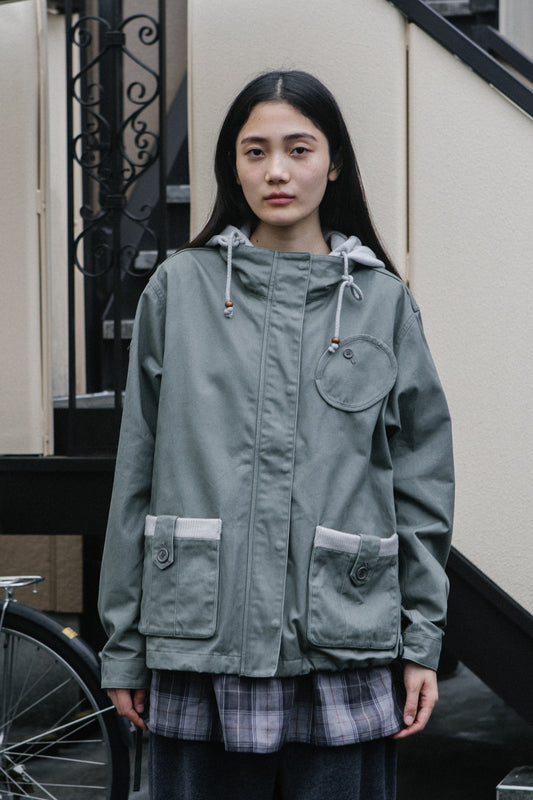 ROUND POCKET FISHTAIL JACKET, KHAKI