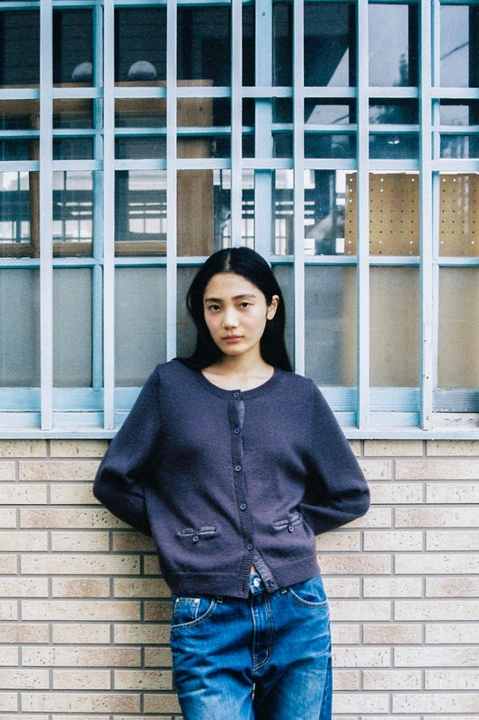 COLOR BLOCK POCKET KNIT CARDIGAN, CHARCOAL