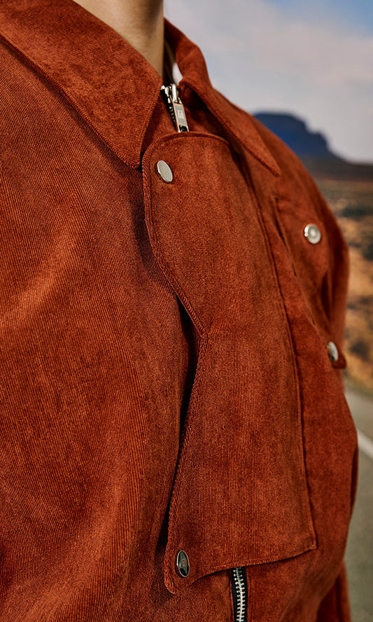[Reculer 2024FW] Paisley Corduroy R Half Jacket Brown