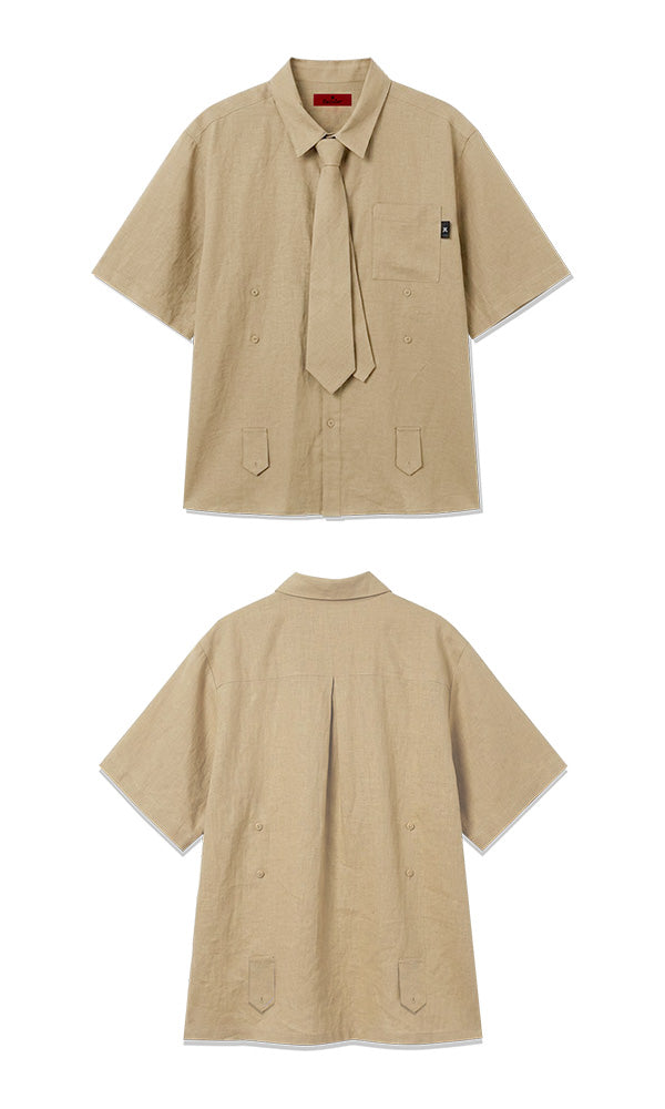 Bijo Point Short-Sleeved Shirts Beige (Ver. Tie)