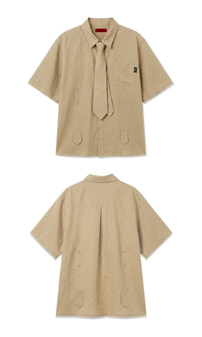 Bijo Point Short-Sleeved Shirt Beige (Ver. Tie)