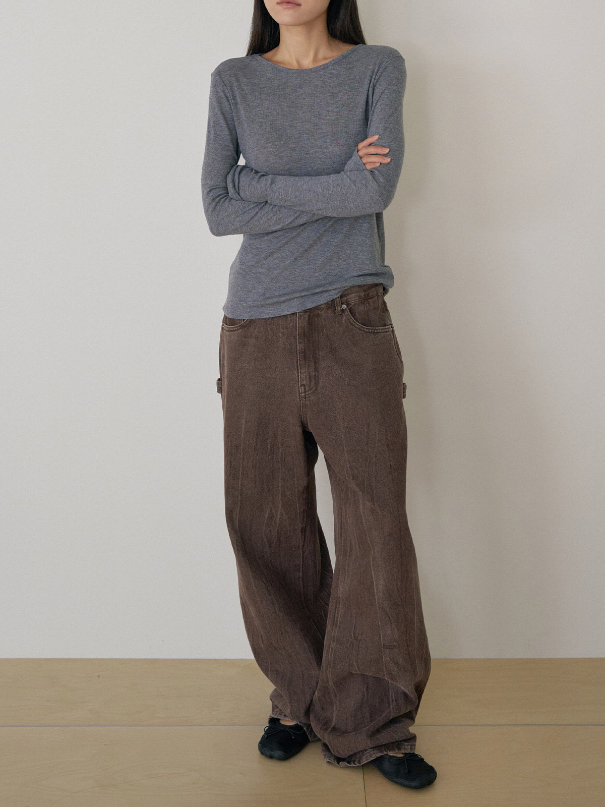 Brown Crack Work Pants - Brown 6