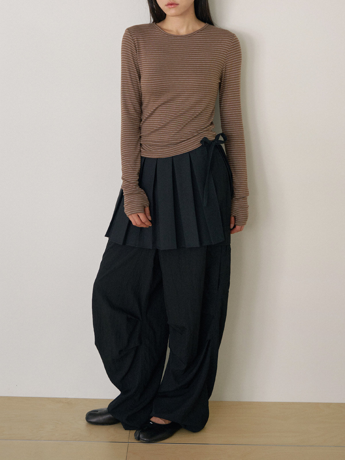 Rib Stripe Long Sleeve - Brown 2