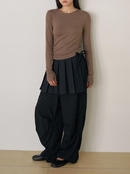 Rib Stripe Long Sleeve - Brown 2