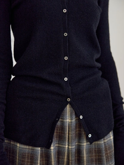Alpaca Button Cardigan - Black 12