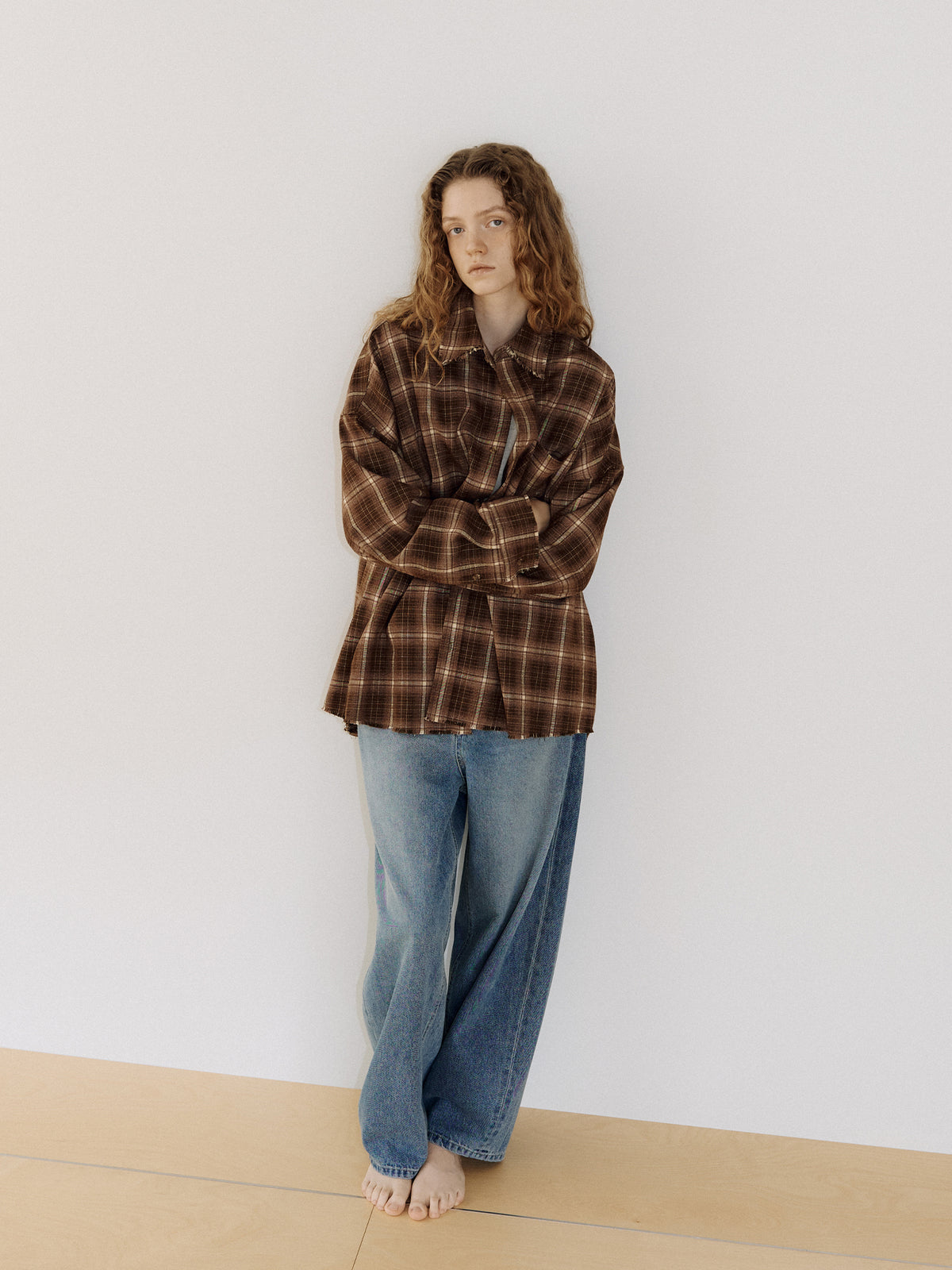 Fringe Check Shirt - Brown 4