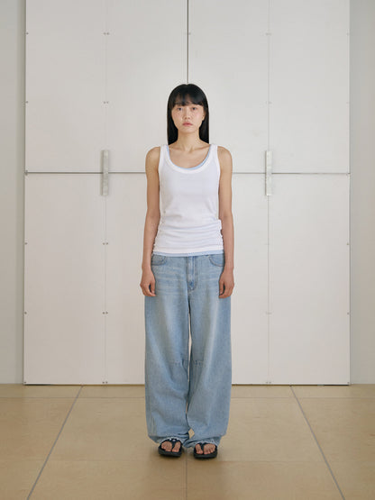 MARAN Curved Denim Pants - Light Indigo 商品画像18/21