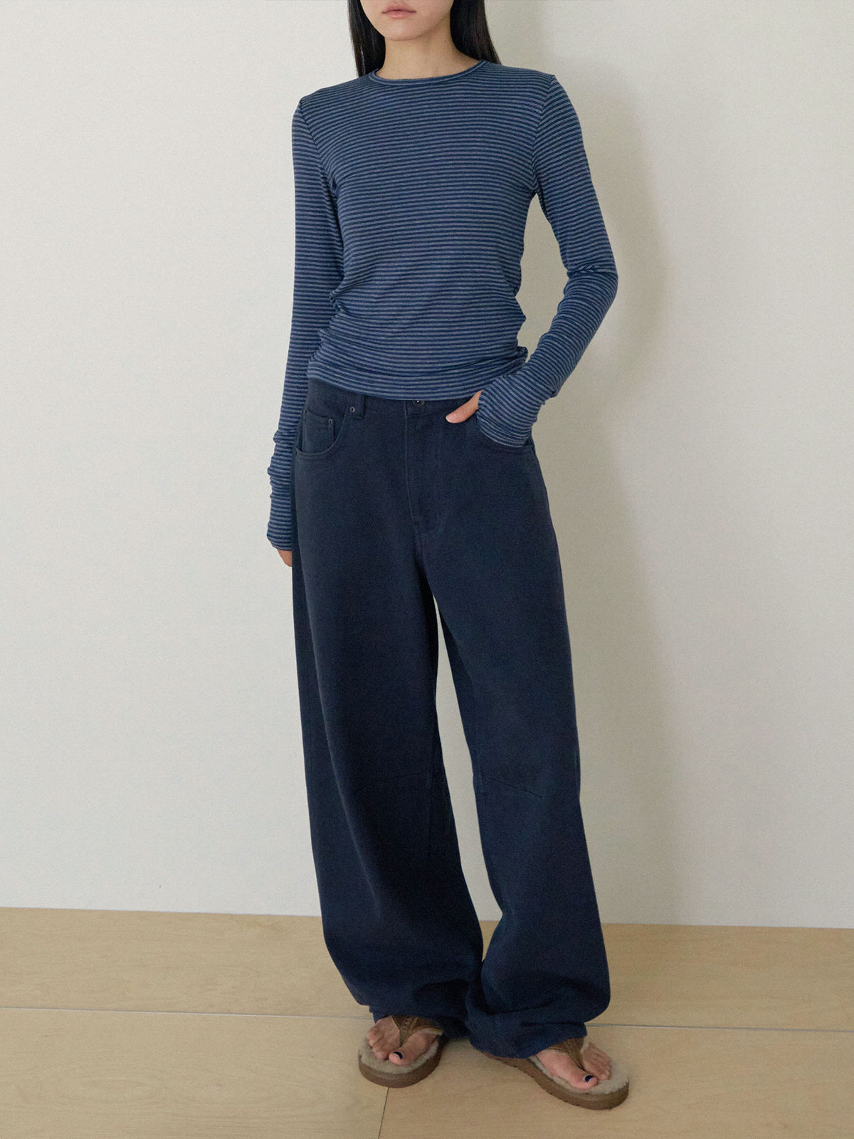 MARAN Cotton Twill Curved Pants - Navy 商品画像15/21