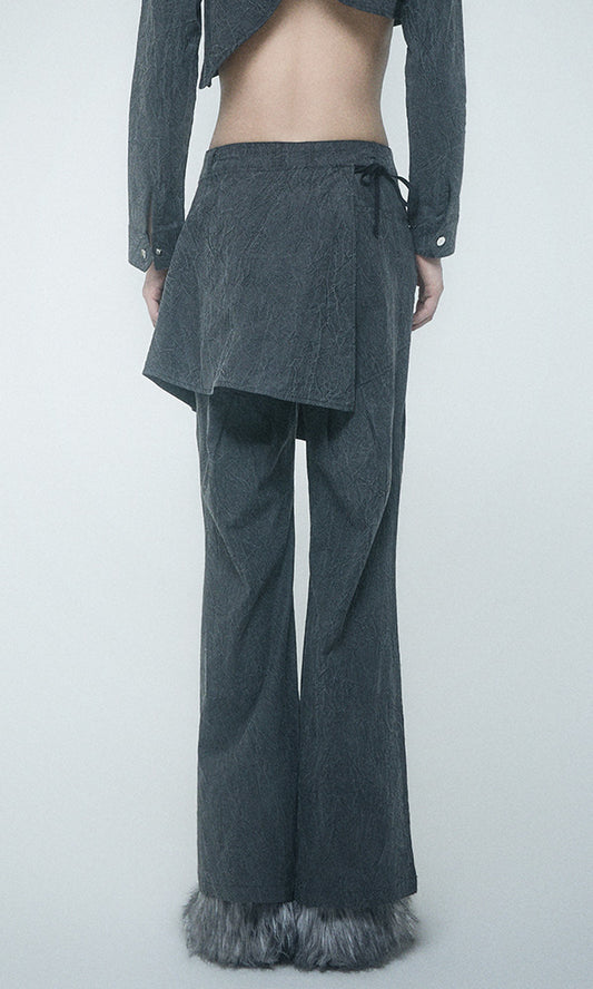 【Reculer レキュリー】Wrinkle Skirt pants Charcoal