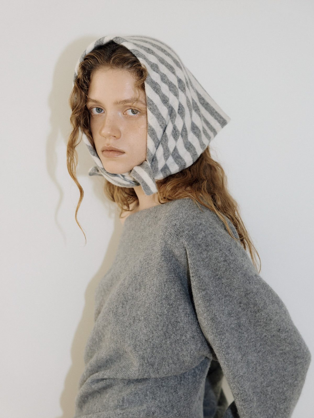 Stripe Square Scarf - Gray 1
