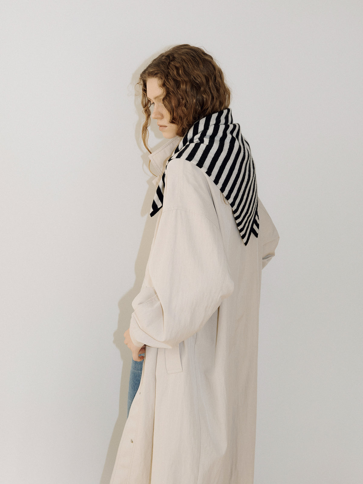 Stripe Square Scarf - Black 3