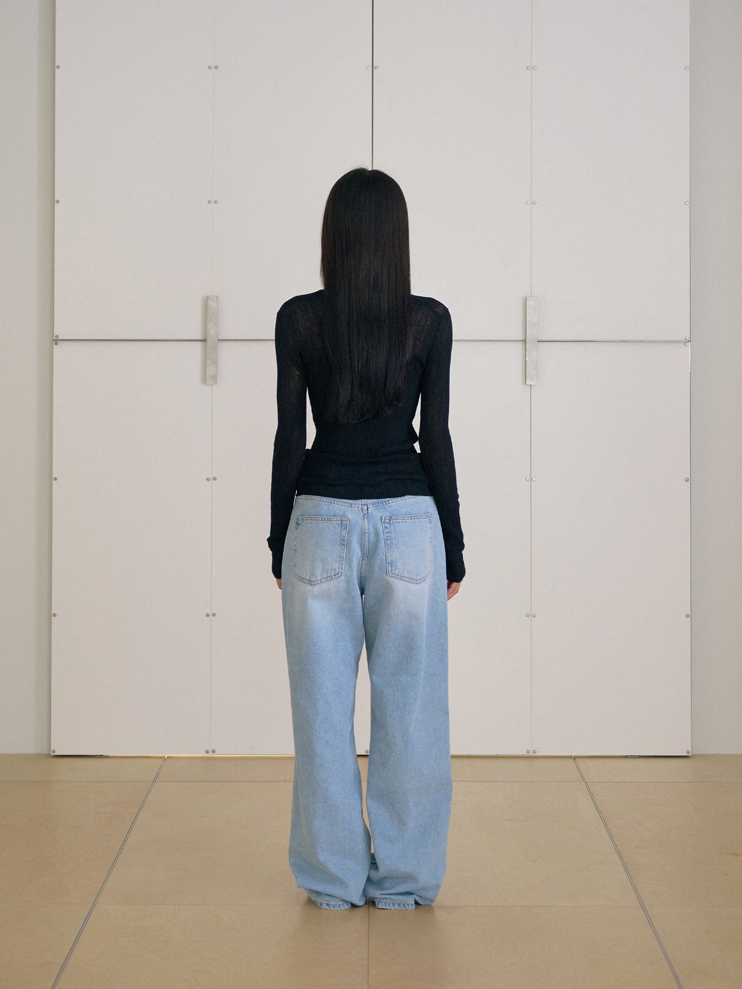 Multi Rib V-neck Pullover - Black