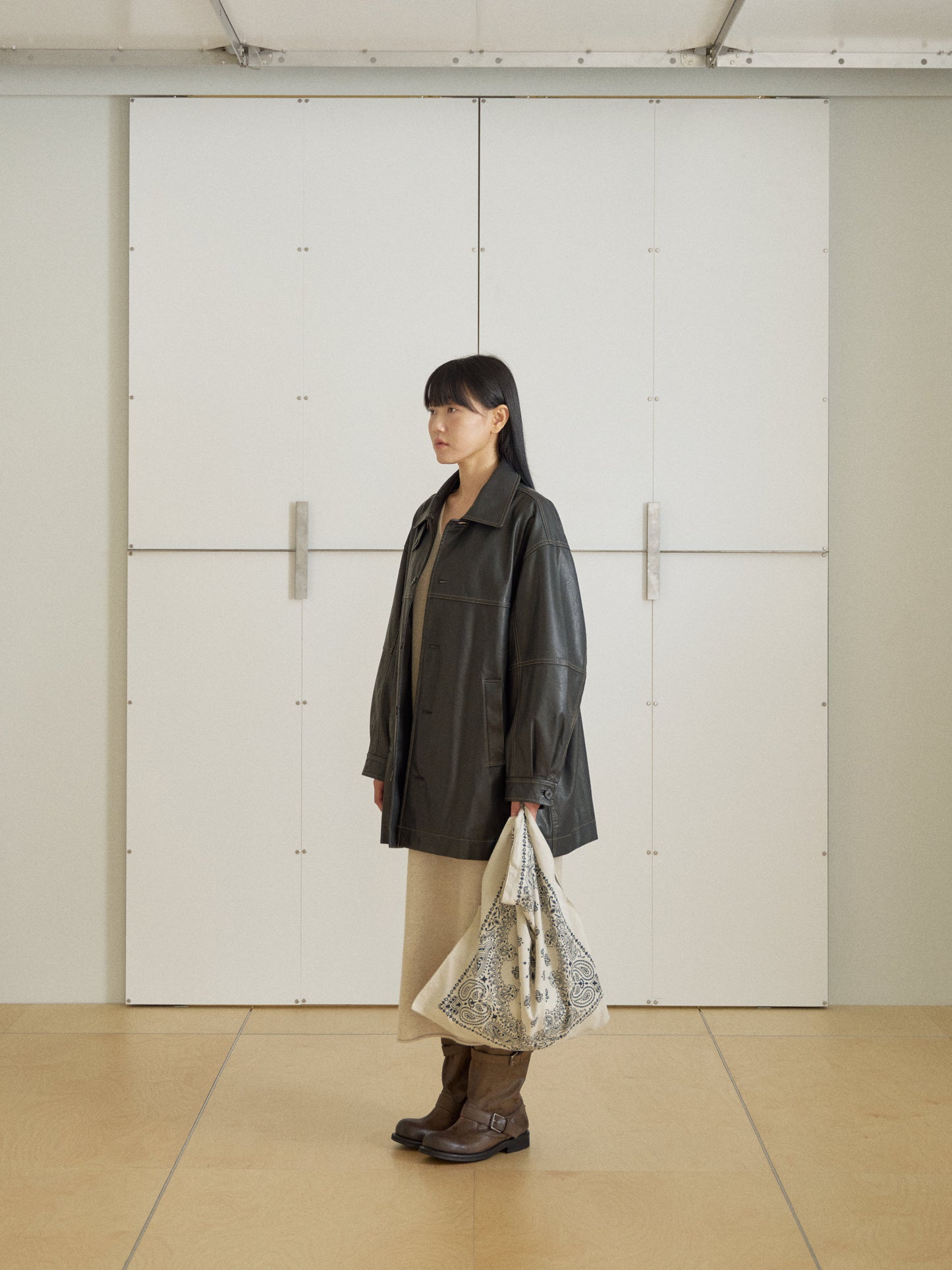 Standard Leather Half Coat – Brown