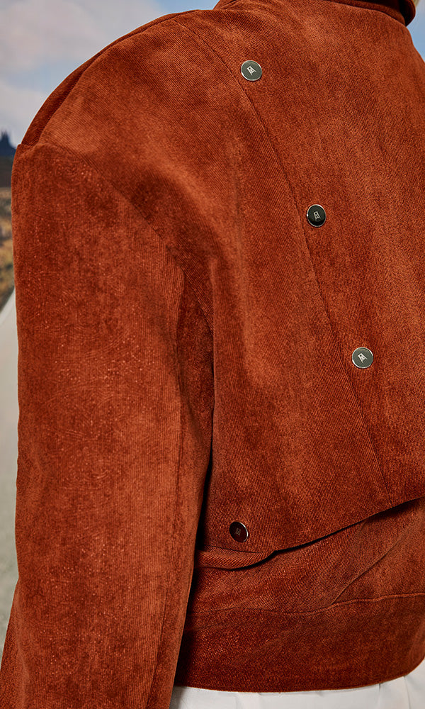 【Reculer レキュリー2024FW】Paisley Corduroy R Half Jacket Brown