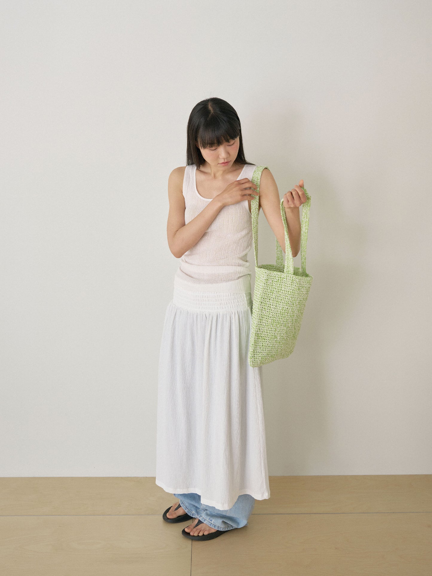 Handmade Paper Knit Bag - Green