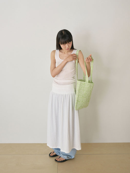 Handmade Paper Yarn Knitted Bag - Green