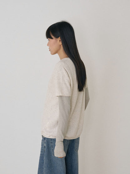 MARAN Cutoff Short Sleeve Pullover - Oatmeal 商品画像13/21