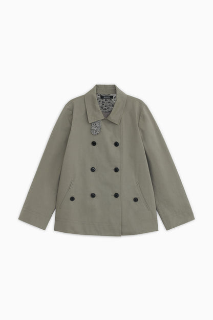 VINTAGE FLORAL HALF COAT, KHAKI
