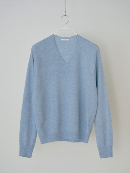 Cashmere Blend V-neck Pullover - Blue 6