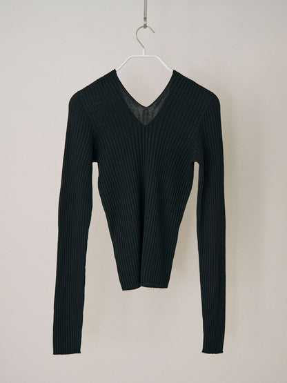 MARAN Double V-neck Rib Pullover - Black 商品画像17/17