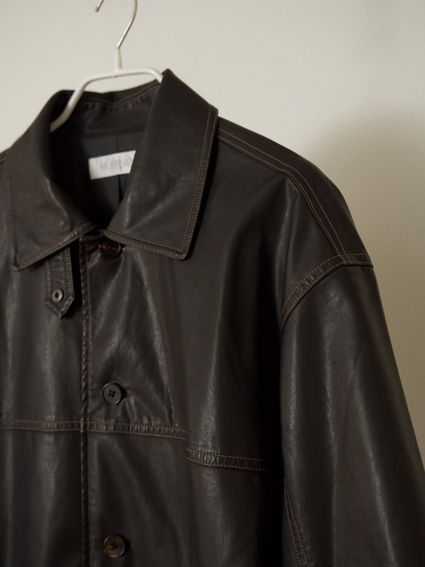 Standard Leather Half Coat – Brown