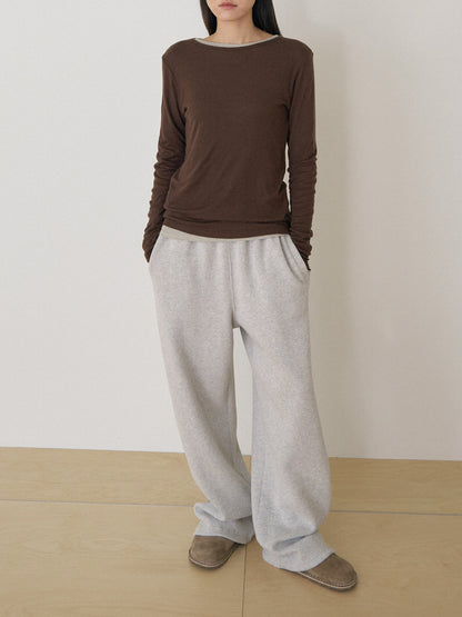 Finger Hole Long Sleeve - Brown 10