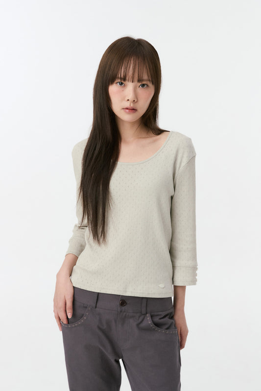 PUNCHING SLIM T-SHIRT, CREAM