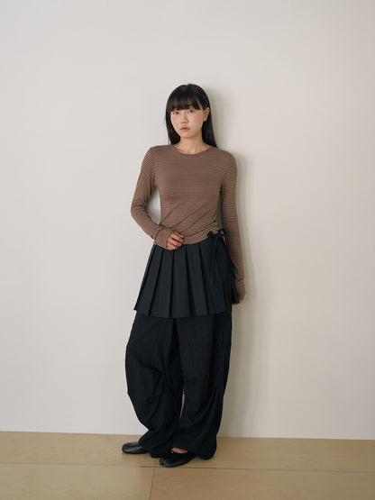 Rib Stripe Long Sleeve - Brown 6