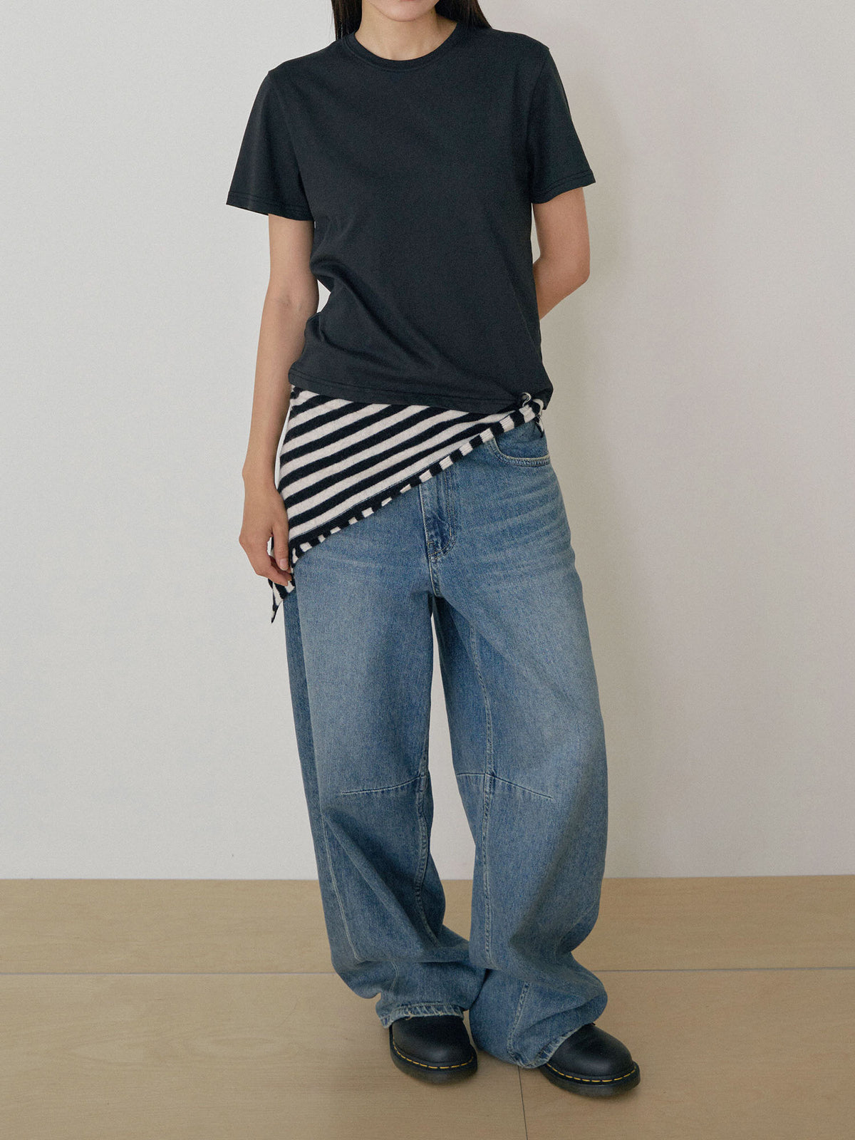 Stripe Square Scarf - Black 10