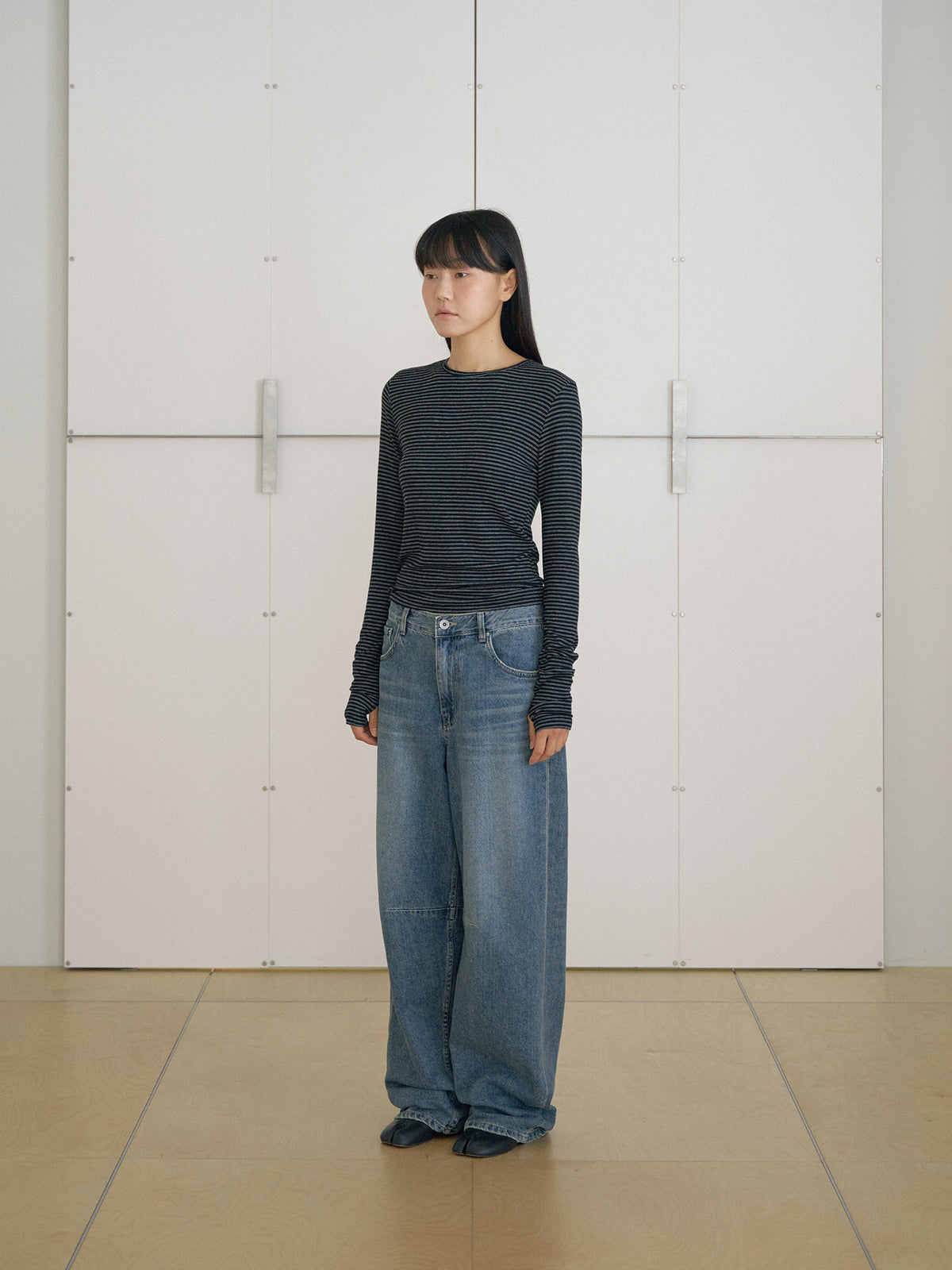 Rib Stripe Long Sleeve - Black 11