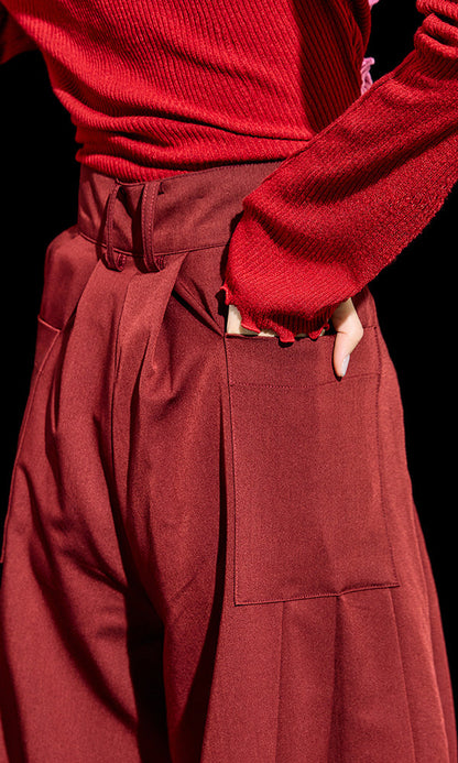 【Reculer レキュリー】Wide pleated pants Burgundy